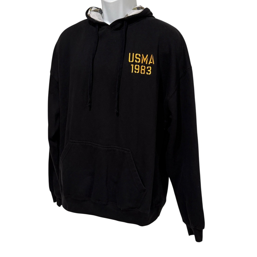 Vintage 90s USMA Men Sweatshirt Hoodie XL Black Lined Hoodie Military